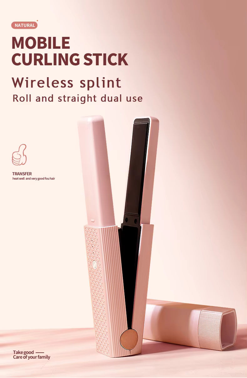 🔥 USB Rechargeable Portable Hair Straightener – Fast Heating & Travel-Friendly