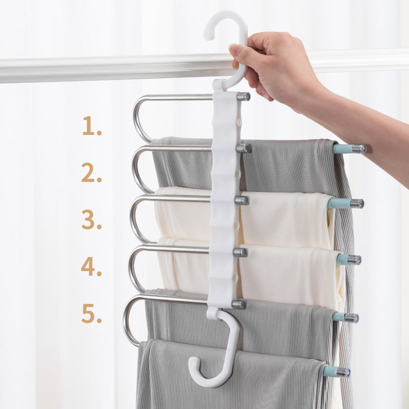 5-in-1 Multifunctional Stainless Steel Magic Trouser Hanger – Perfect for Kenyan Wardrobes