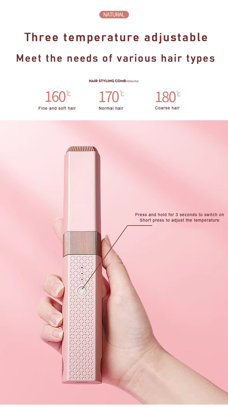 🔥 USB Rechargeable Portable Hair Straightener – Fast Heating & Travel-Friendly